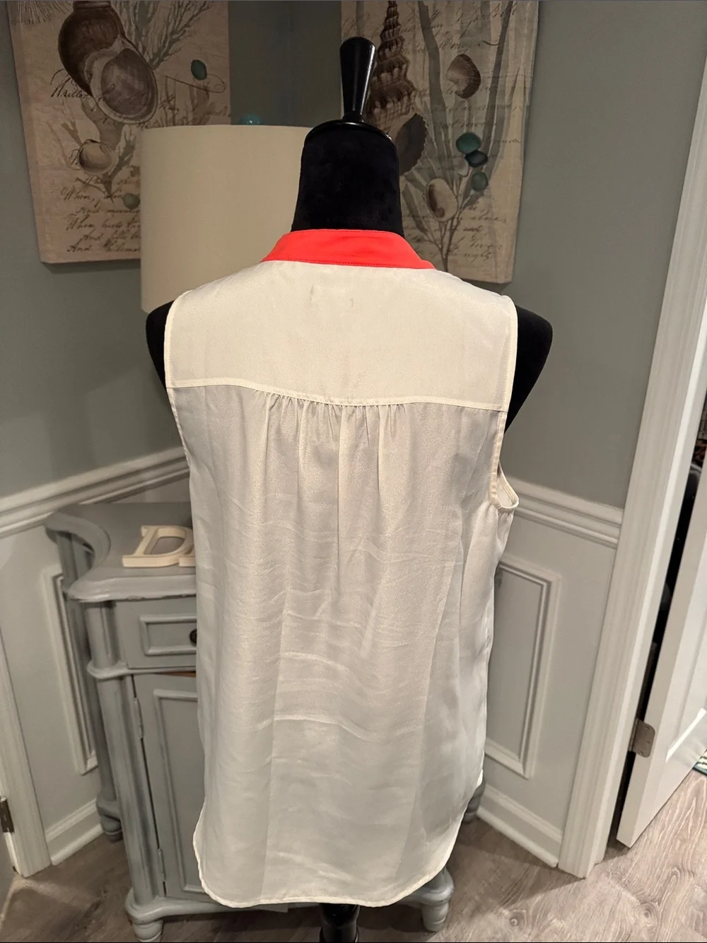J. Crew White Sleeveless Camisole with Coral Trim